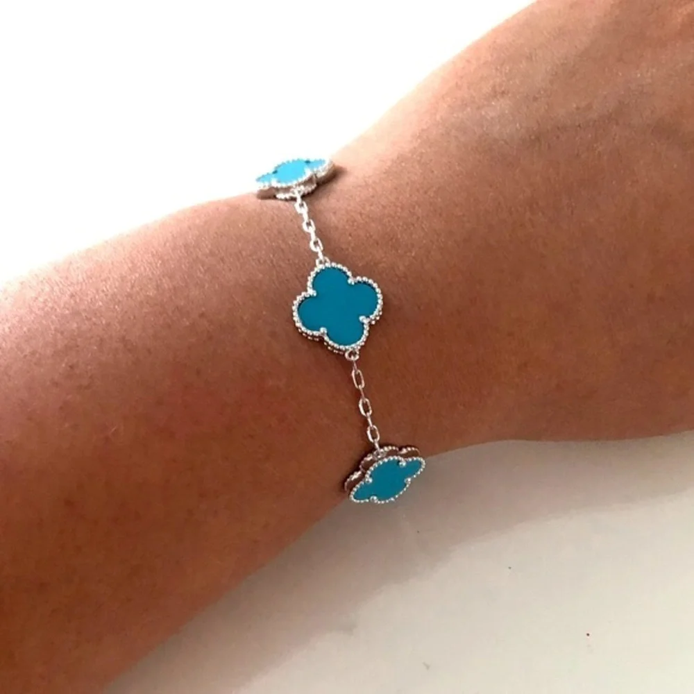 Turquoise Quatrefoil Clover 5 motifs Bracelet